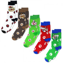 Super Mario Bros. Heroes and Villains 5-Pair Pack of Crew Socks Multi-Color - £15.92 GBP