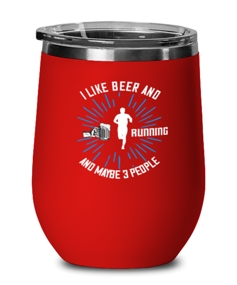 Primary image for Running Wine Glass. I Like Beer and Running. Red-WG 