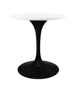 32&quot; White Tulip Dining Table Fiberglass Top Black Aluminum Cast Base - $629.99