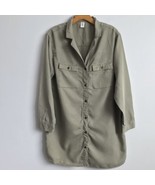 H&M 10 Dress Green Chambray Button Down Collar Tencel Long Sleeve Pockets Casual - $23.03