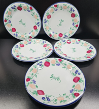 5 Princess House Orchard Medley Dinner Plates Set Fruit Green Leaves Dishes Lot - £63.20 GBP