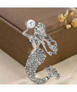 Mermaid crystal pearl pin brroch - $19.35 CAD