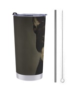 Mondxflaur Black Dog Steel Thermal Mug Thermos with Straw for Coffee - $28.78 CAD