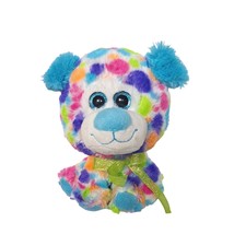 Walmart Polka Dot Multicolor Puppy Dog Plush Glitter Eyes Bow Stuffed Animal 7&quot; - £17.80 GBP