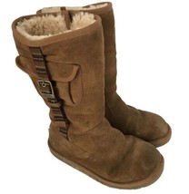 UGG Australia 1968 Kids Boots Retro Cargo Brown Suede Leather Side Zipper Size 4 - £17.35 GBP