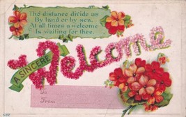 Floral Letter Greetings A Sincere Welcome 1914 Aultman OH Hartville Postcard C46 - $2.99