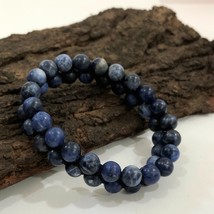 Natural Sodalite Gemstone 8 mm beads 7.5&quot; Inches Stretch Bracelet 2SB-31 - $14.25