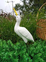 Stork Concrete Statue Garden Figurines Handmade Stork Cement and Painting - £46.31 GBP