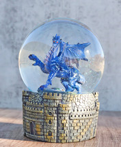 Legends Fantasy Blue Midnight Dragon Water Globe With Glitters Figurine ... - $30.99
