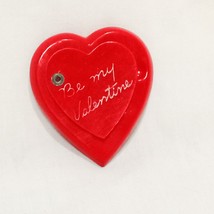 1940s Be Mine Valentine Sweetheart Photo Locket 1&quot; Celluloid Red Heart Brooch - £65.89 GBP