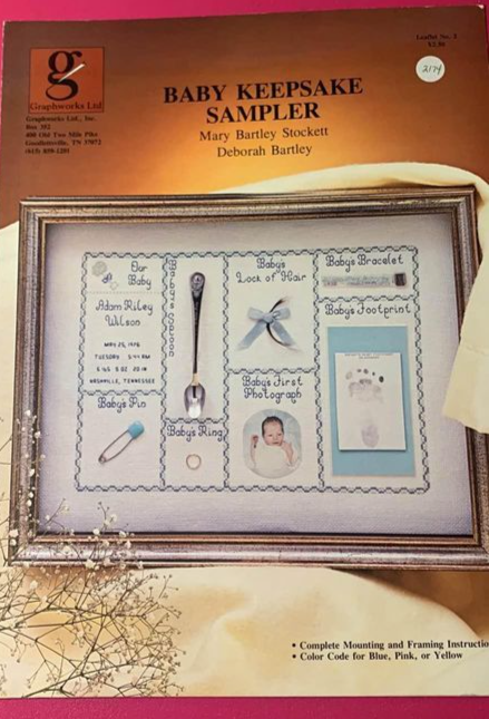 Baby Keepsake Sampler Cross Stitch Design Book - $5.00