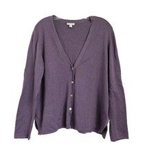 J.Jill Purple Long Sleeve Silk &amp; Wool Blend Split Hem Cardigan Sweater M... - $38.21