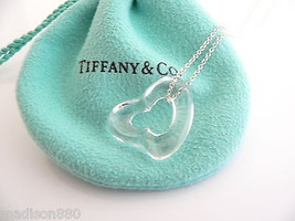 Tiffany &amp; Co Silver Large Rock Crystal Open Heart Necklace Pendant Gift ... - £429.93 GBP