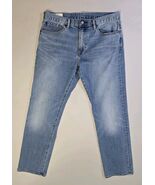 Gap Straight Fit Jeans Mens 33x32 Fits 34x32 Blue Denim Whiskered  - $20.99