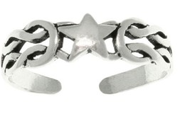 Jewelry Trends Celtic Knot and Celestial Star Sterling Silver Adjustable Toe Rin - £23.52 GBP