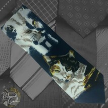 Museo Mens Navy Blue Cats Printed Handmade Pointed Necktie Classic Tie -... - $16.00