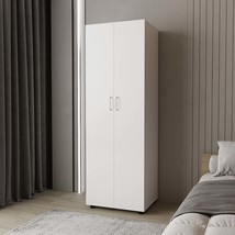 FM FURNITURE Pisinemo Armoire with 2 Doors and Hanging Rod, White - €321,02 EUR