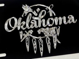 Engraved OK Oklahoma State Diamond Etched License Plate Front Vanity Car Tag - $21.95