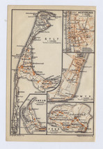 1914 Antique Map Of Sylt Westerland Amrum Wyk Föhr / Germany - £23.98 GBP