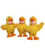 Halloween Kid&#39;s in Duck Bird Costumes Set of 3 3&quot; Orange Yellow China Re... - £2.31 GBP