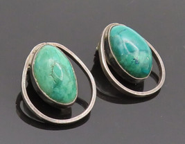 925 Silver - Vintage Green Aventurine Carve Cutout Halo Ring Earrings - EG12588 - £41.15 GBP