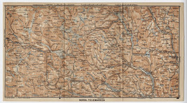 1903 ORIGINAL ANTIQUE MAP OF NORTHERN TELEMARK / TELEMARKEN / NORWAY - $28.52