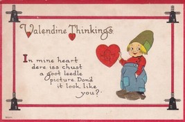 Valentine Dutch Boy with Heart Postcard Valendine Thinkings - £2.35 GBP
