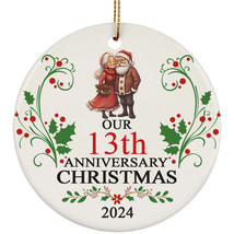Funny Santa Claus Couple 13th Anniversary 2024 Ornament Gift 13 Years Christmas - £11.83 GBP