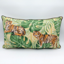 Allen + Roth Tiger Throw Pillow Green Tropical Outdoor Palm Leaf Jungle Print - £14.10 GBP