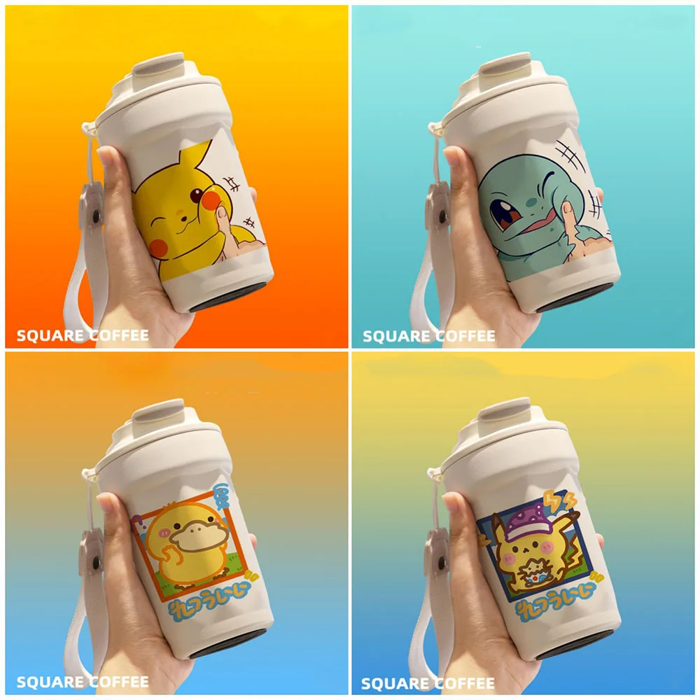 New Anime Pokemon Thermoss Cup Cartoon Q Version Pikachu Psyduck Squirtle 480Ml - $22.40