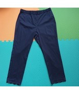 Appleseeds Women&#39;s Cropped Capri Pants Size 16 Dark Navy Blue Scalloped Hem - $17.80