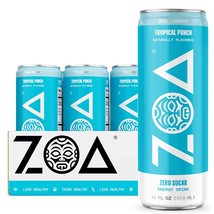 ZOA Zero Sugar Energy Drink, Tropical Punch, 12 Fl OZ (Pack of 12) - £29.10 GBP