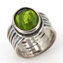 Retired Silpada Oxidized Sterling Silver Green Glass DAINTREE Ring R1463 Sz 6.5 - £31.96 GBP