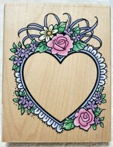 Stampendous &quot;Rose Lace&quot; Large Heart Frame Valentine&#39;s Day Rubber Stamp R... - £7.95 GBP