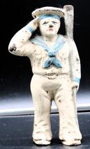 Vintage Antique Military Navy Sailor Saluting Oarsman Cast Iron Coin Ban... - $29.99