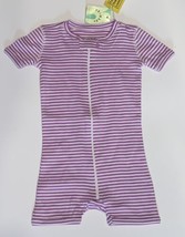 PRIMARY Baby Organic short sleeve zip romper Purple Lavender Strips NWT ... - $9.79