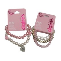 6 Claires Girls Stretch Bracelets Big Sister Charm Rose Bead Stars Faux Pearls - £7.98 GBP