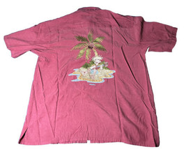 Paradise Key Mens Red/Burgundy Short Sleeve Button Up Hawaiian Resort We... - $13.99