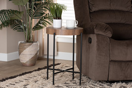 Poltak Walnut Brown and Black Metal End Table - $1,020.41 MXN