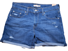Women&#39;s Levis Mid Length Denim Blue Jean Cuffed Shorts 12 W31 NWT - £15.60 GBP
