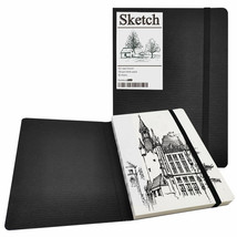 Blank Paper Sketchbook for Drawing and Writing Black Hardcover 100gsm Pa... - $13.85