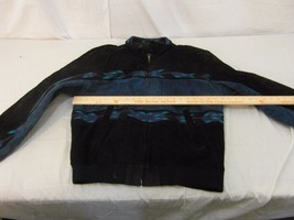 Vintage Adult Men&#39;s Adler Southwestern Themed Black Blue Leather Coat 31916 - £28.42 GBP