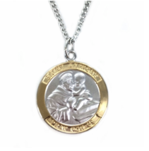Sterling Silver Two Tone St. Anthony Patron Lost Articles Medal Necklace &amp; Chain - £94.03 GBP