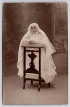 RPPC Young Girl Beautiful Veil And Bible Holy Communion Real Photo Postcard D46 - £11.54 GBP