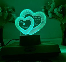 Customized Name Night Light for Valentine&#39;s day Gift , Heart shape 3D Illusion N - £24.10 GBP