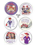 #32 Button 3&quot; SIZE  Fun gift  PARTY FAVOR FOR RED HAT LADIES OF SOCIETY - $6.99