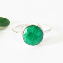 925 Sterling Silver Natural Emerald Ring Handmade Gemstone Jewelry - £30.83 GBP