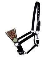 Nylon Bronc Horse Halter Cheetah Printed Leather Noseband w/ Crystal Rhi... - £30.48 GBP