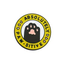 &quot;Absolutely PAWSitive&quot; Cute Cat Pin Creative Cat Claw Enamel Letter Coin Black - £5.86 GBP