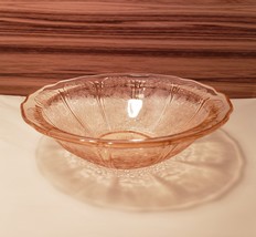 Vintage Jeanette Cherry Blossom 8 1/2&quot; Fruit Bowl Pink Glass  - £16.03 GBP